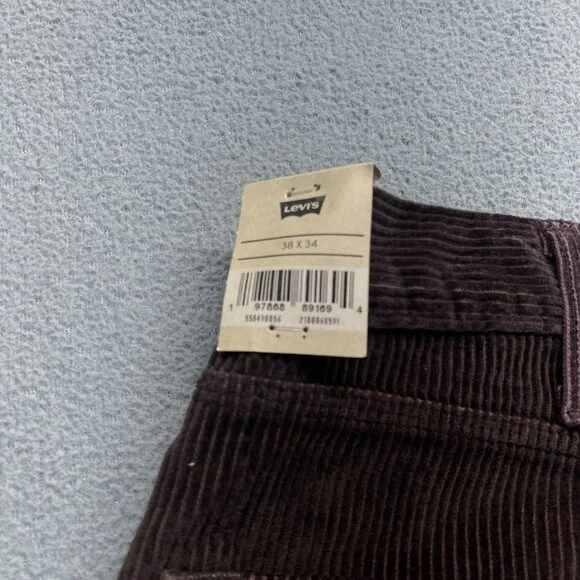 Levis 568 Loose Straight Carpenter Pants Brown Corduroy Workwear Size 38x34